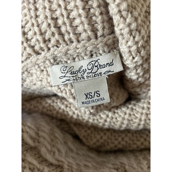 Lucky Brand Cowl Neck Knit Poncho Beige Boho XS - Picture 4 of 4